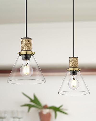 Miniatura 2 de HWH - Luces colgantes de cristal para isla de cocina, 1 lámpara colgante de 8 pulgadas, iluminación colgante de granja sobre la isla, pantalla de