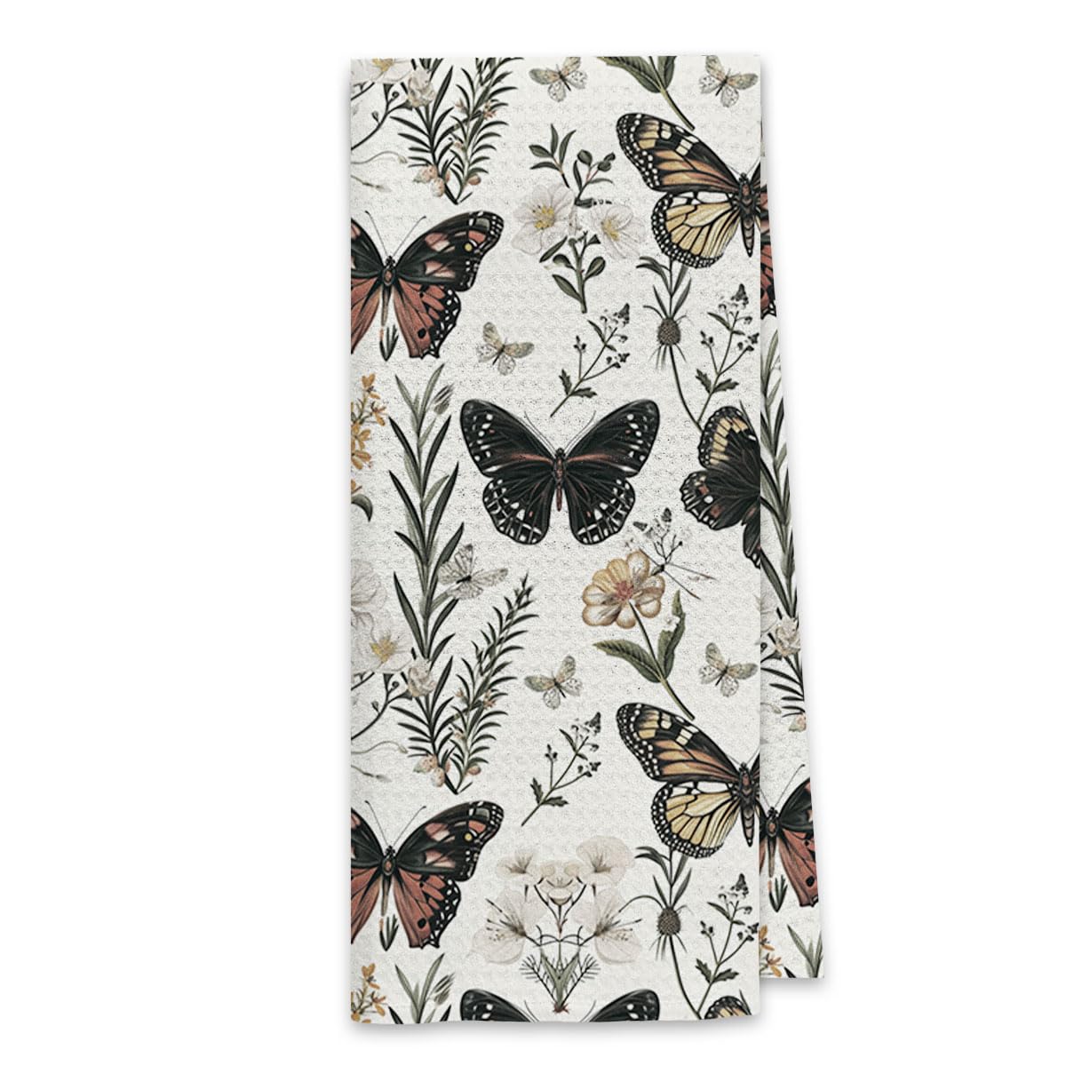 Dibor Vintage Butterfly Nature Kitchen Towels, Pink Grey Dish Towels Dishcloth, Retro Butterflies Insects Spring Cooking Baking Gifts Cloth Hand Tea