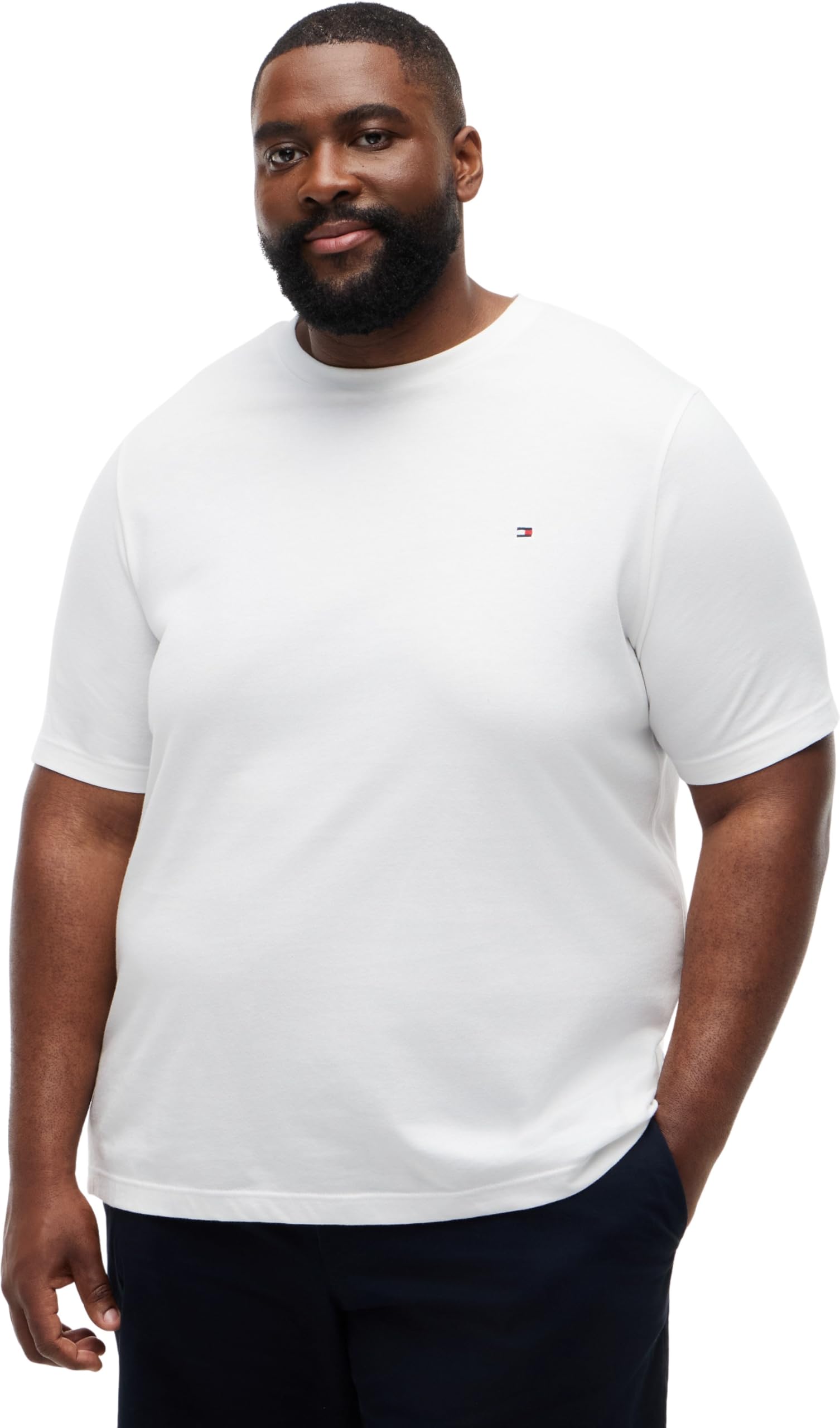Tommy Hilfiger Men's Bt-Ess Seasonal Reg Solid Tee-B MW0MW41233 S/S T-Shirt, White (White), 3XL_Plus