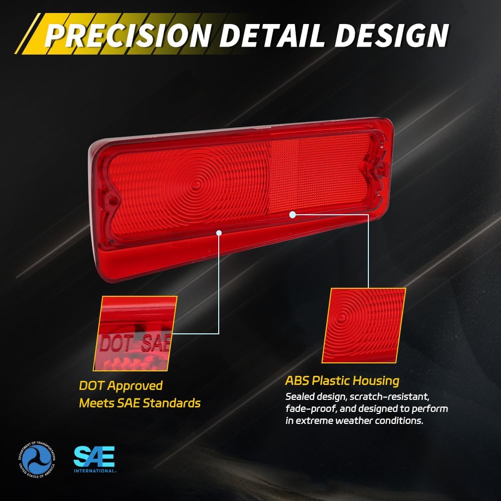 Tail Light Lamp Lens Compatible with 1967-1972 Chevrol-et Panel Truck (C/K), Chevrol-et Suburban (C/K), GMC Suburban (C/K), Rear Bumper Reflector Light Lens [No Bulbs], 2 PCS, Red Lens