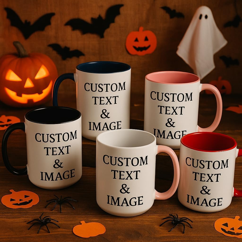 Customized 15oz Ceramic Coffee Mugs with Personalized Text and Photo Image Upload Novelty Gift, Personalize With Different Design And Images, Custom Gift (Pink) - Image 2