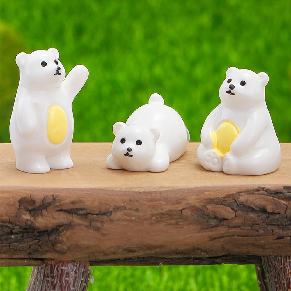 SaiDian 80Pcs Glow-in-The-Dark Mini Resin Polar Bears Cartoon Arctic Animals Winter Figurine Decorations for DIY Cake Miniature Gardens and Plant Pots - Image 5