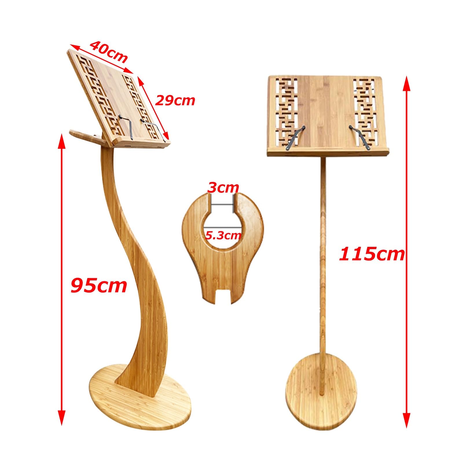 Leggio in legno per spartiti professionale per libri di musica 2 in 1 doppio uso leggio per violino bambù naturale stazione in legno per registi a forma di S stabilizzatore aj