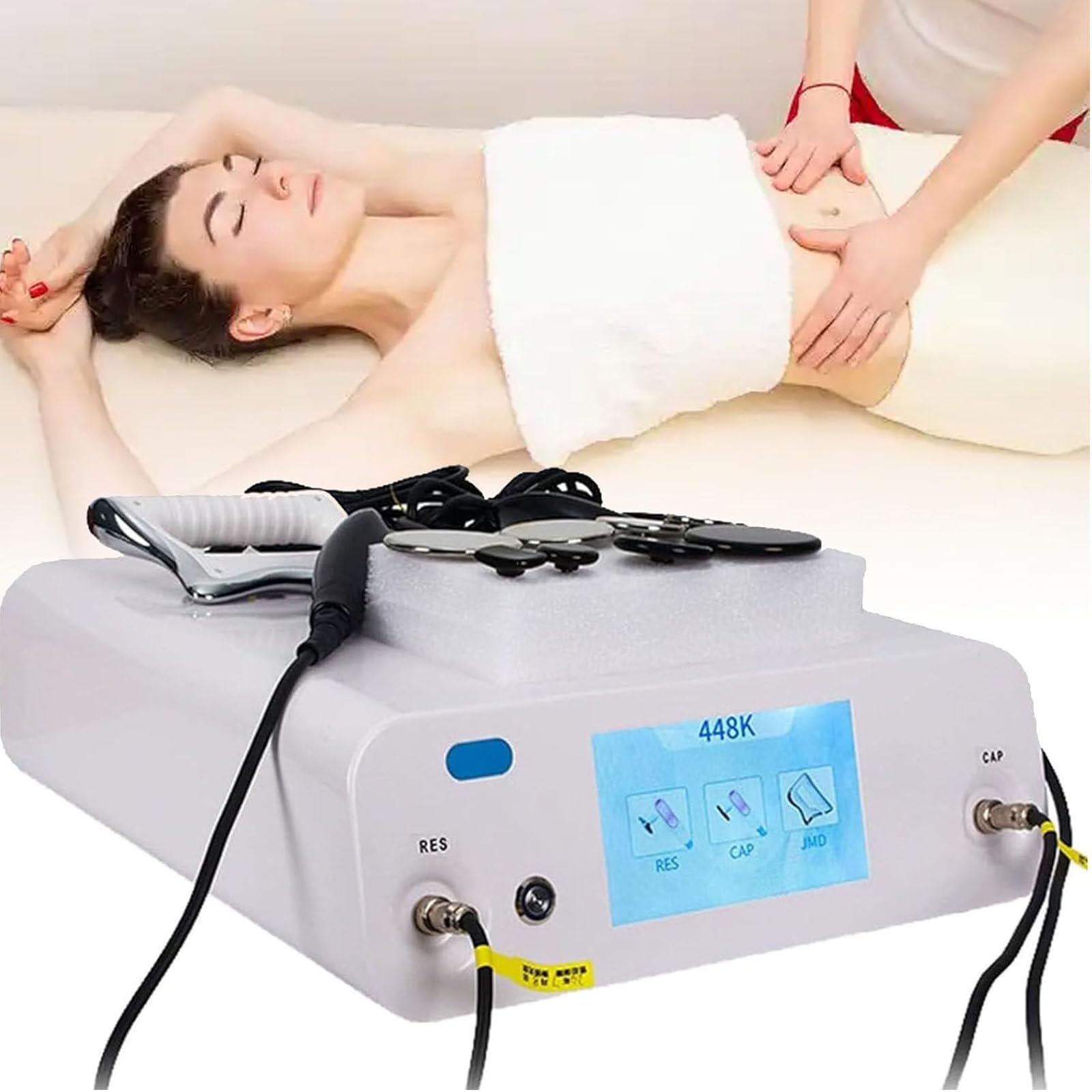 PixCy Equipo Diatermia Profesional 448khz RF Tecar Terapia Ret Cet,Diatermia Fisioterapia 448 Khz,Máquina Belleza Adelgazante,para Control Dolor Masaje Corporal Celulitis Máquina para Adelgazar