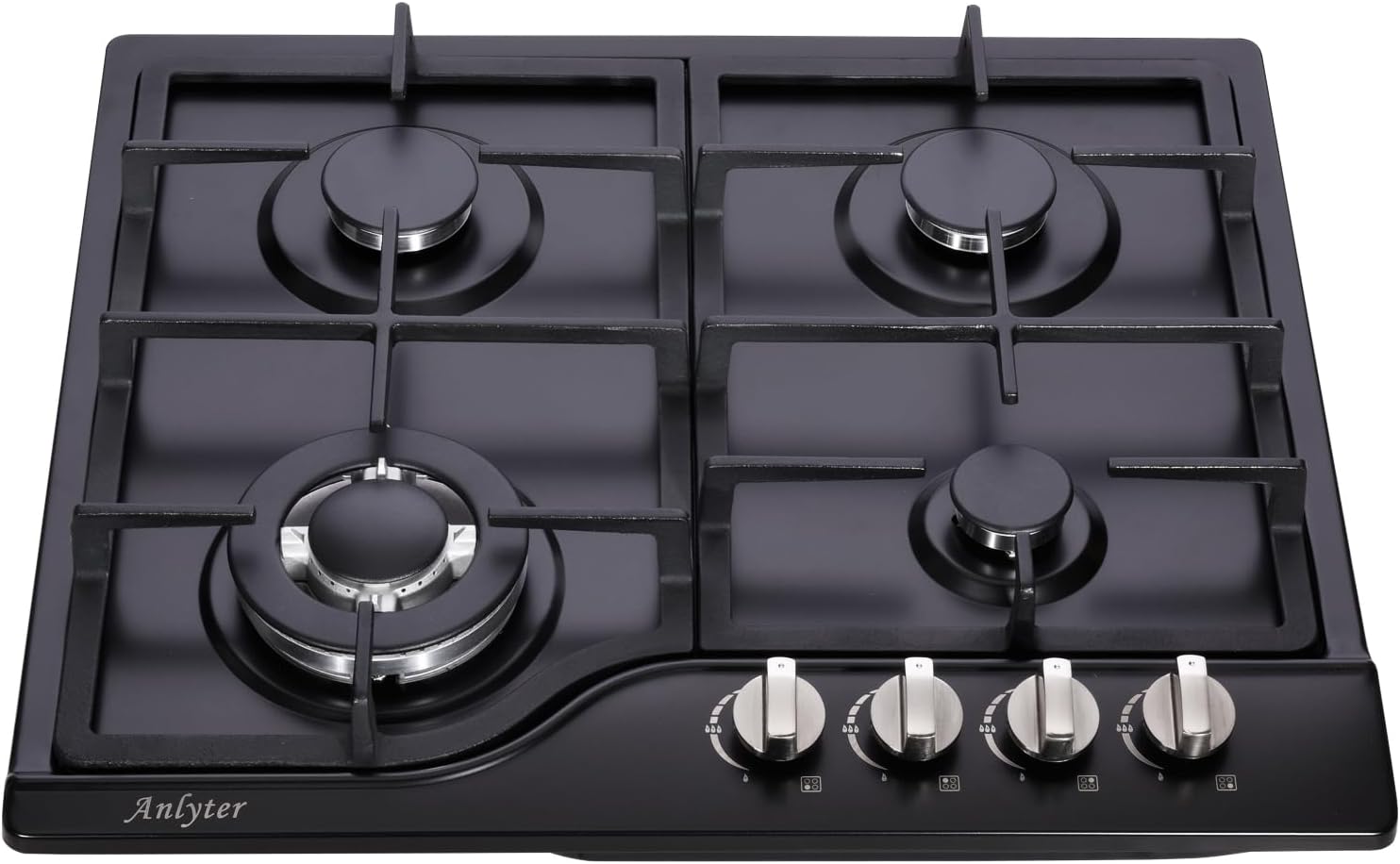 24 Inch Gas Cooktop, Stainless Steel Built-in 4 Burners Stovetop Dual Fuel Gas Stove NG/LPG Convertible Gas Cooktop (Black)