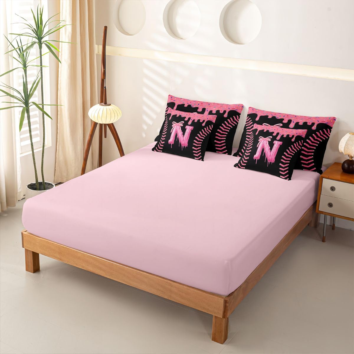 Homewish Schwarz Rosa Eiscreme Tropfen Bettwäsche 7teilig 155x220