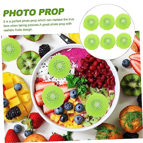 STOBAZA 6pcs PVC Artificial Fruit Simulated Kiwi Slice Fake Fruit Models Fake Fruits Simulated Fruit Adornment Artificial Kiwi Slice Decor Simulation Kiwi Slice Model Home Decor Photo Prop