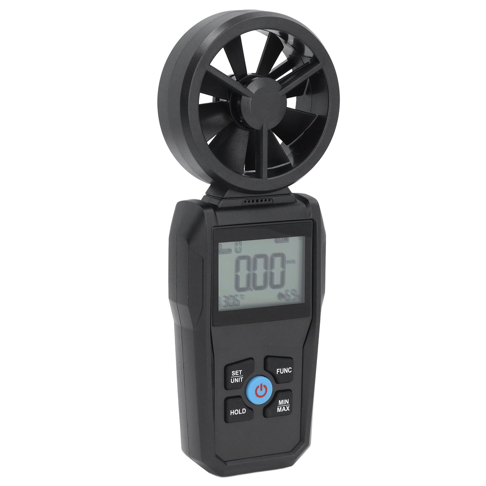 Schimer Präzisions-Windgeschwindigkeitsmesser, Digitales Anemometer mit Hintergrundbeleuchtetem LCD-Display Zur Messung von Luftfeuchtigkeit und Temperatur, Ideal für die Ventilatorenherstellung und