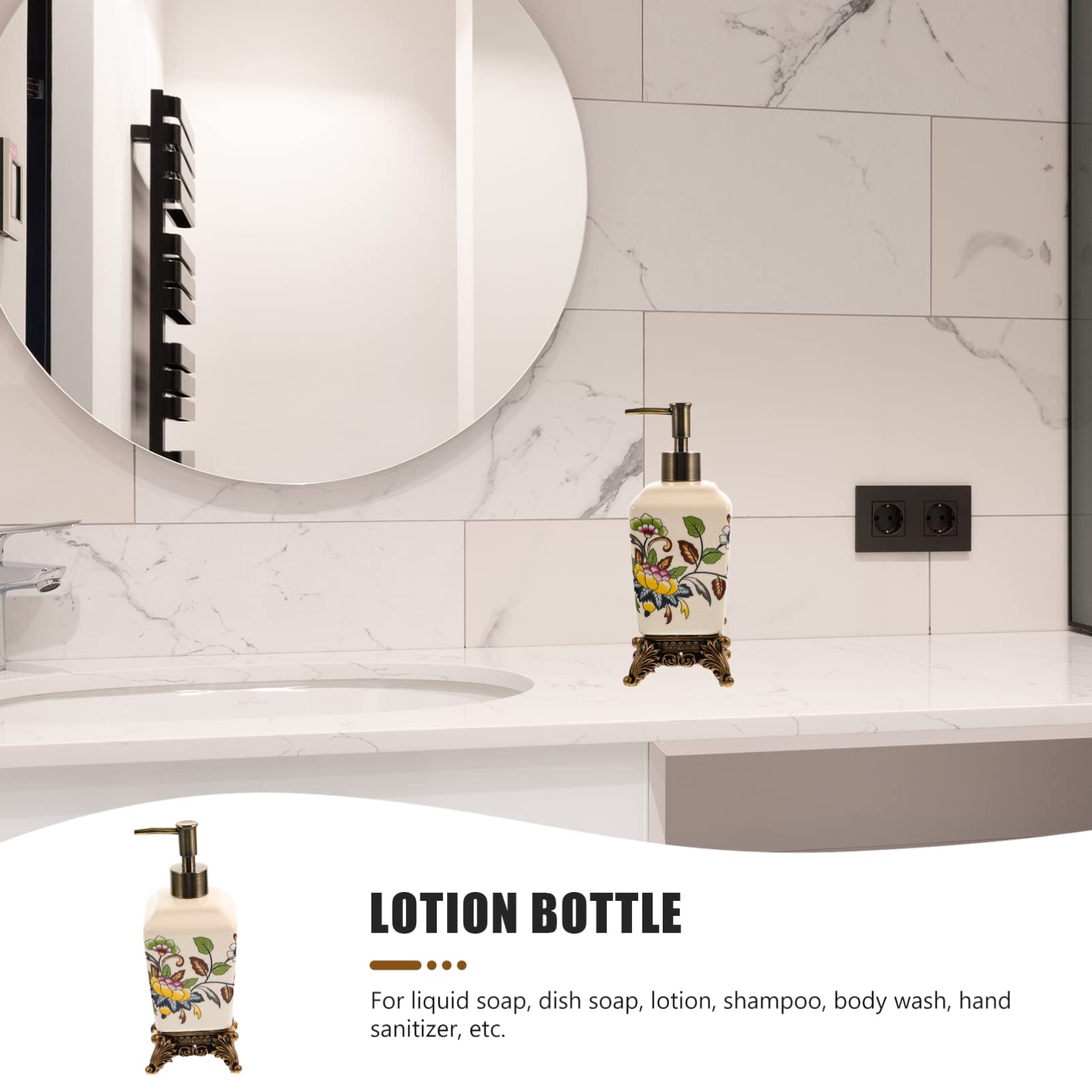 Cabilock Bottiglia Di Lozione Vintage Bottiglia Con Pompa in Schiuma Distributore Di Sapone in Porcellana Flaconi Di Shampoo Ricaricabili Ceramica Domestico Prodotti Da Bagno Viaggiare