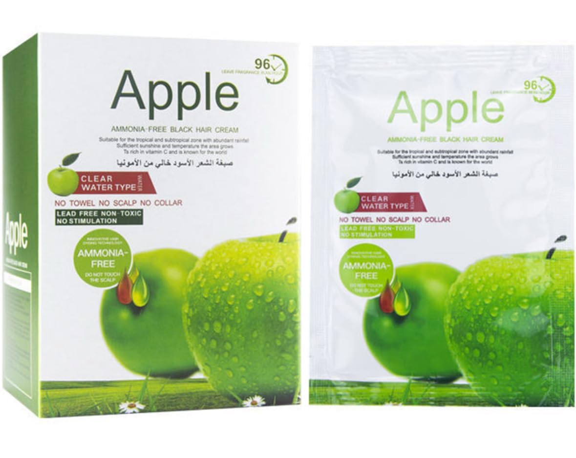 Apple Ammonia-Free Black Hair Dye Cream (25ml x 10Pcs) – Natural Hair Color with No Scalp Touch, Long-Lasting Black, Lead-Free & Non-Toxic (quick 5 min dye)-image-24