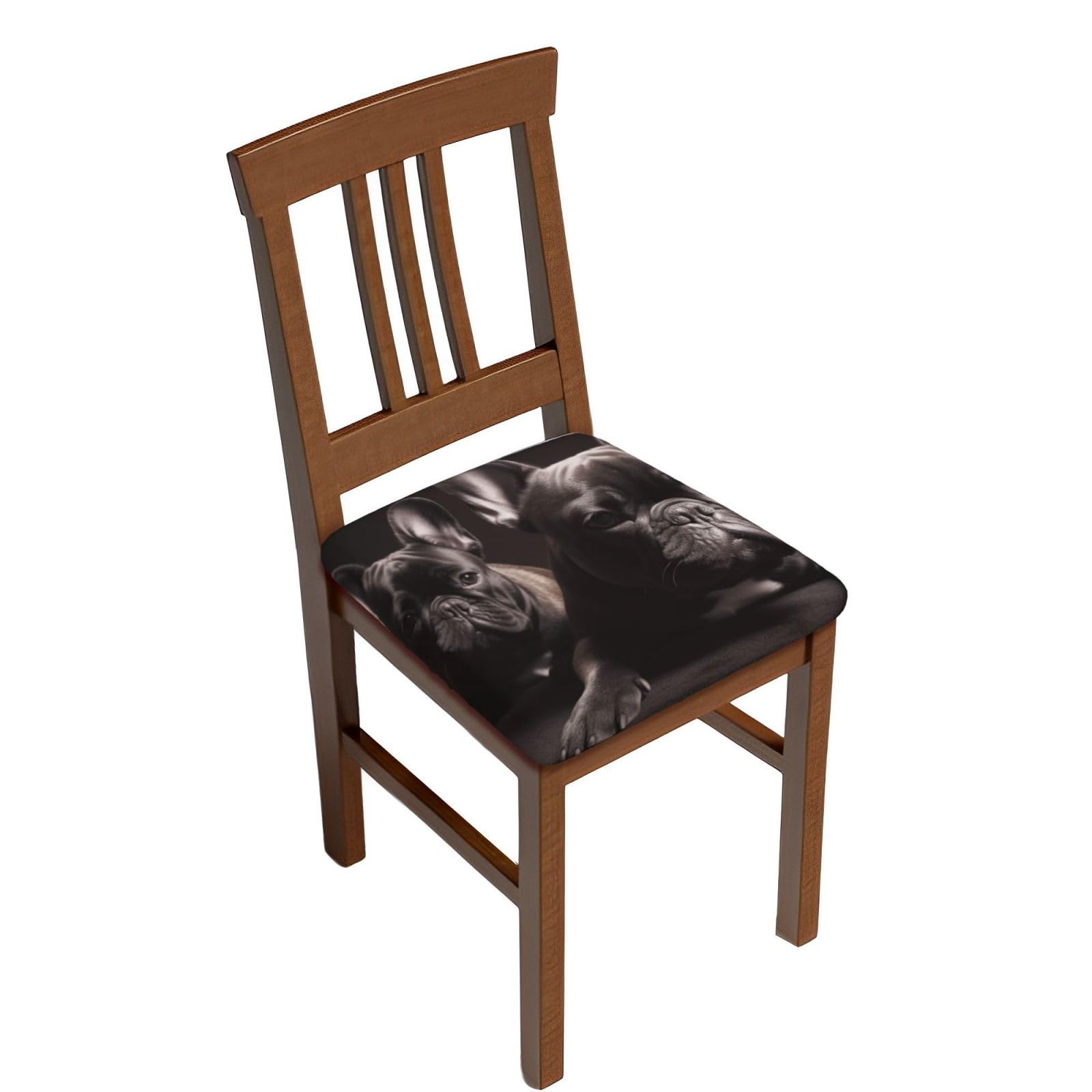 Fodpand Four Pieces Bulldog Square Stool Covers Stretch Removable Square Bar Stool Seat Covers Washable Dustproof Stool Cushion Slipcover Soft Milk Silk Bar Chair Covers With Band