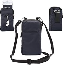 jbTec Handytasche zum Umhängen Nylon klein 180x110x35mm - Karabiner Gürteltasche Damen Herren Handy Belt, Farbe:Navy-Blau