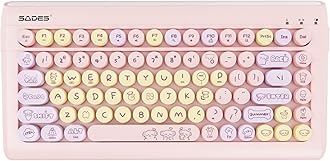 Wireless Keyboard with Customizable Emoji Keys-Pink Colorful…