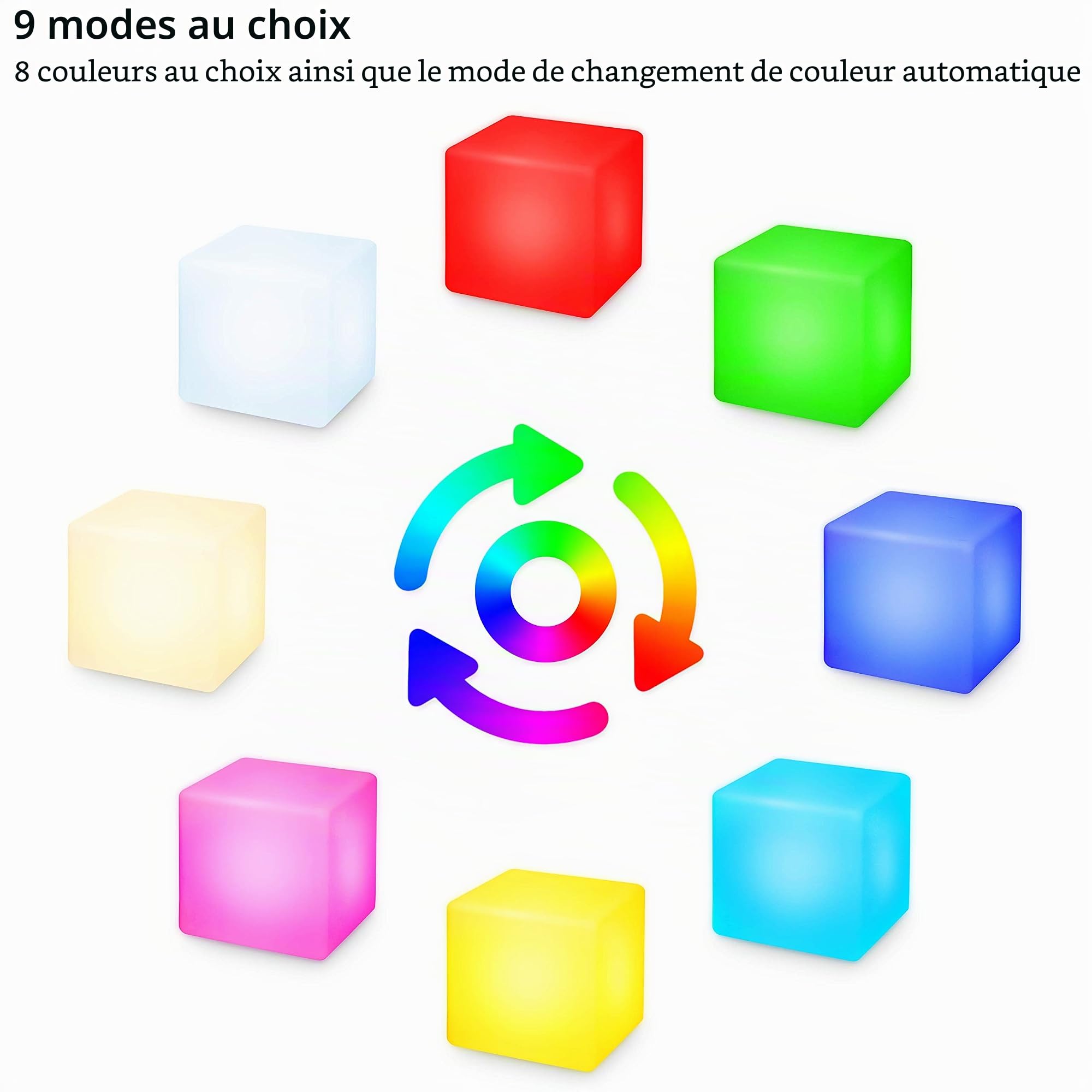 Bonetti Cube lumineux solaire à LED IP67 / RVB 8 couleurs changeantes Lampe décorative de jardin Env. 30 x 30 cm