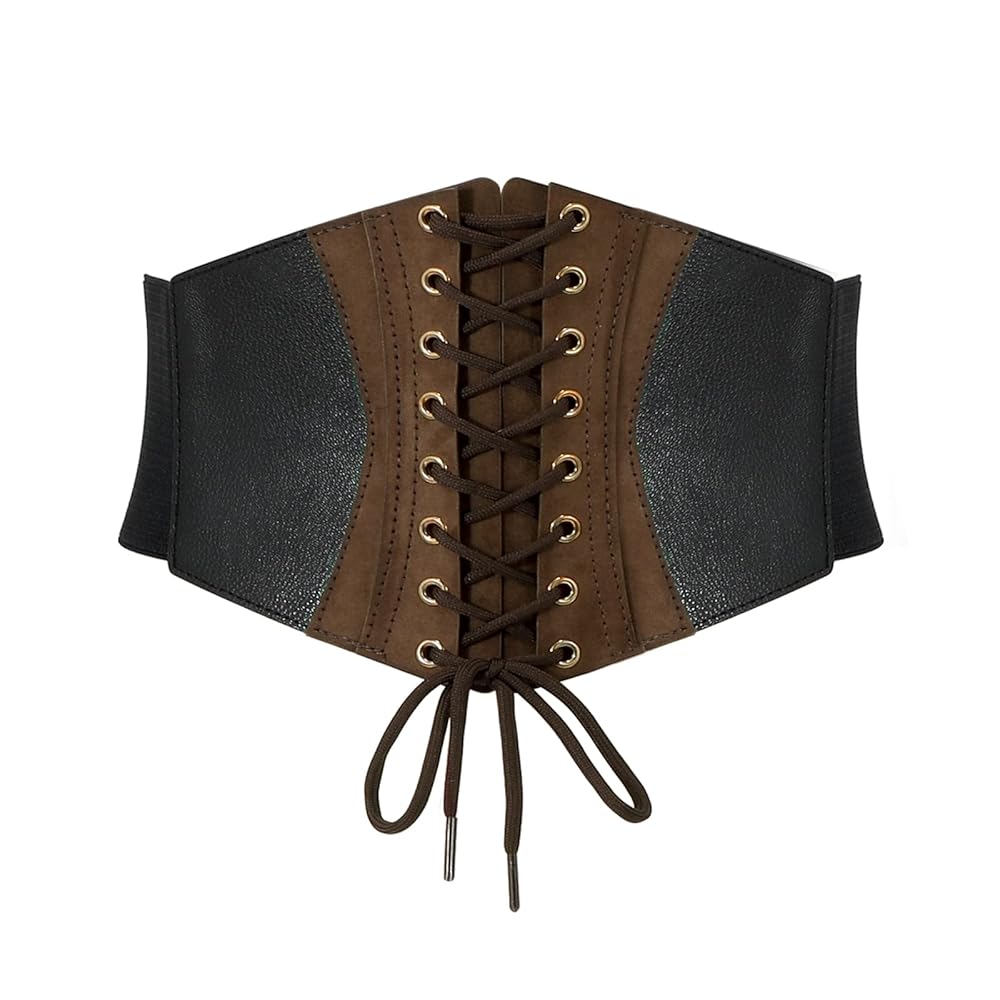 WERFORU Women Corset Elastic Belt Wide Retro Lace-up Tied
