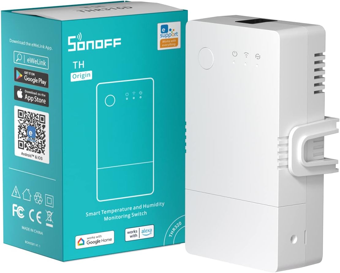 SONOFF THR320 Origin Smart Temperature and Humidity Monitoring Switch,Compatible with Alexa & Google,RJ9 4P4C Interface SONOFF THR320 Origin Smart Temperature and Humidity Monitoring Switch,Compatible with Alexa & Google,RJ9 4P4C Interface