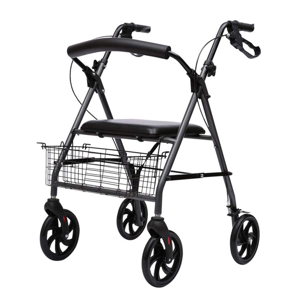Chodzik dla seniorów, chodzik medyczny na kółkach, chodzik czterokołowy, wózek na zakupy spożywcze Old Man, składany, maksymalne obciążenie 100 kg