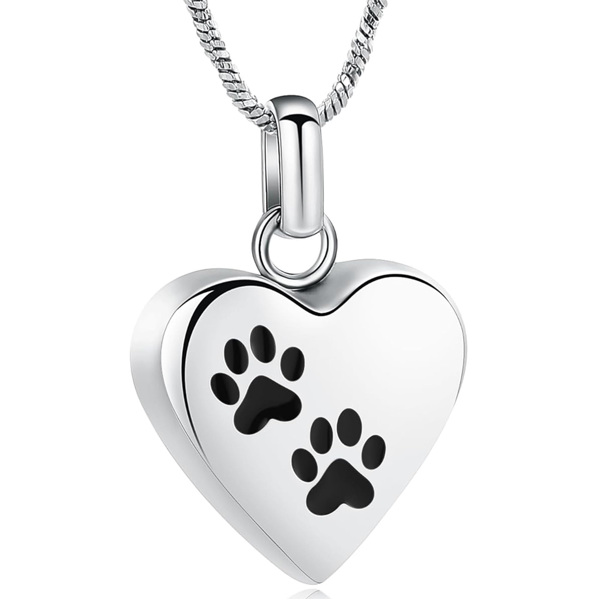 Joyería de cremación para cenizas para huellas de perro, collar de urna de corazón para mascotas, joyería de recuerdo conmemorativo de mascotas