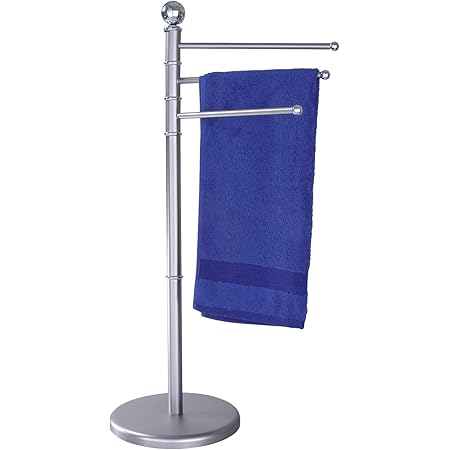 WENKO Toallero pie Exclusiv satinado - perchero, brazos flexibles, Acero, 48.5 x 90 x 28.5 cm, Satinado