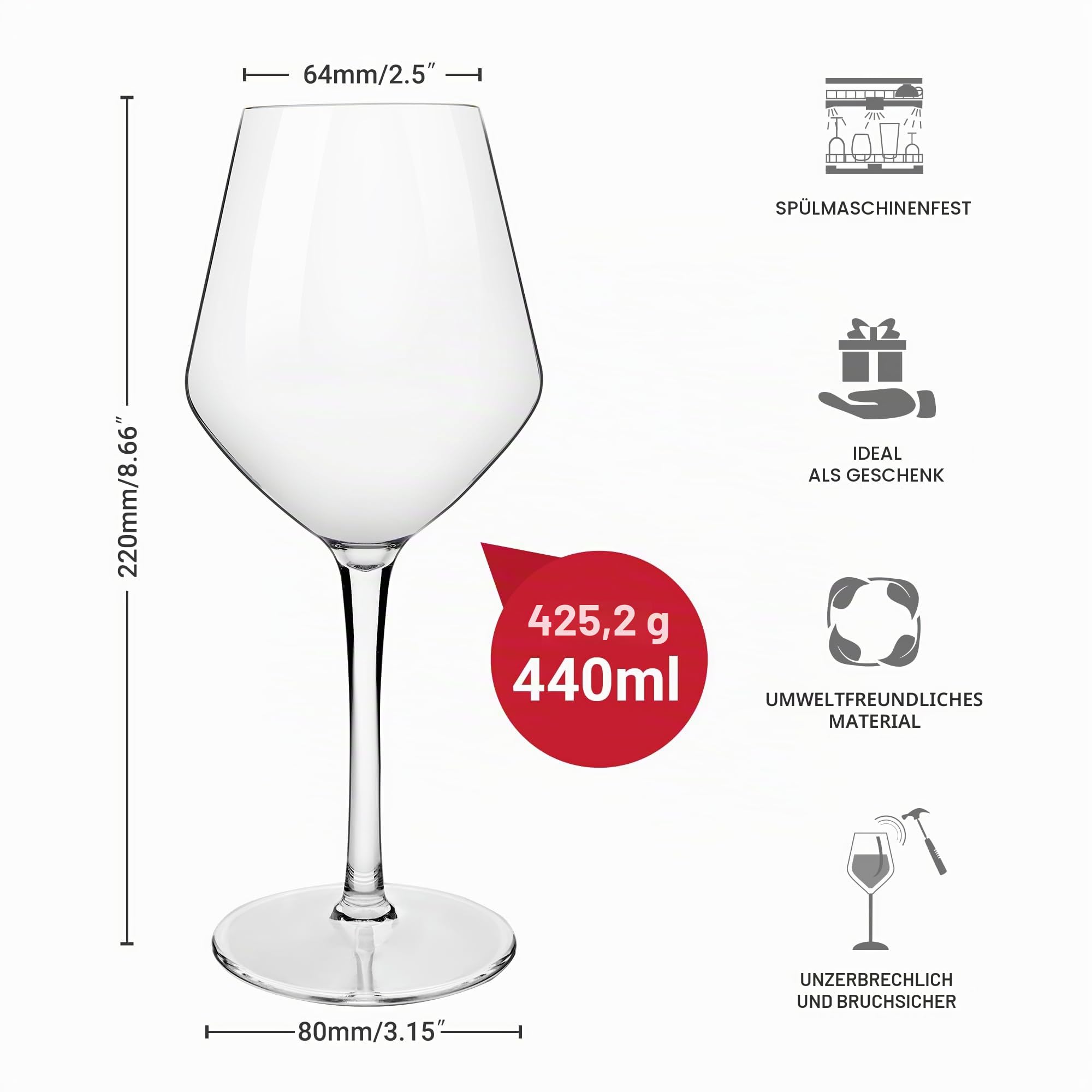 HAHASHOW Schwimmende Tritan Kunststoff Weingläser, 440ML Camping Weingläser Bruchsicher für Pool Camping Hochzeiten und Partys, 4er Set