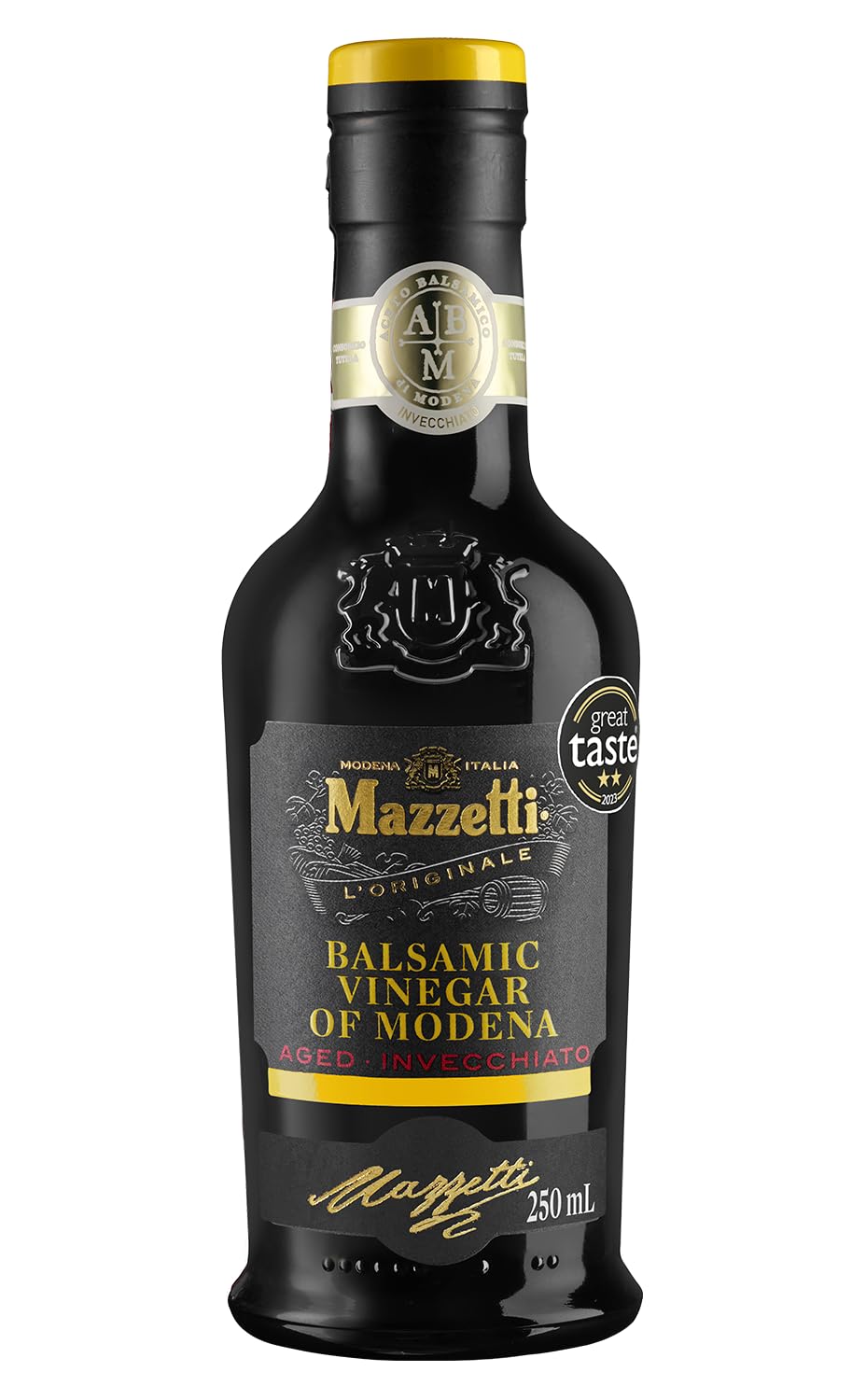 Mazzetti Aged Balsamic Vinegar Of Modena, Sweet, Thick And Rich, Aged In Oak Barrels For 3 Years, Black, 250 ml, Pack of 1