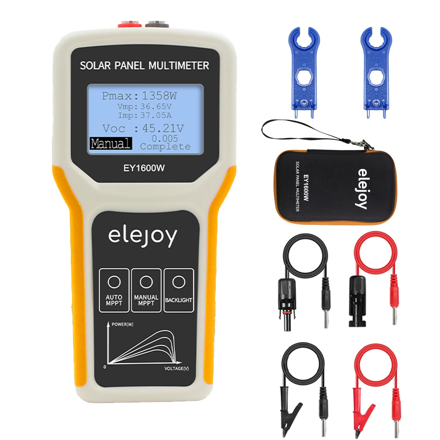 Improve 1600W Photo voltaic Panel Portatil Sensible Tester Auto/Handbook MPPT Photovoltaic Panel Multimeter Testing Energy Meter Software with LCD Show Backlight for PV