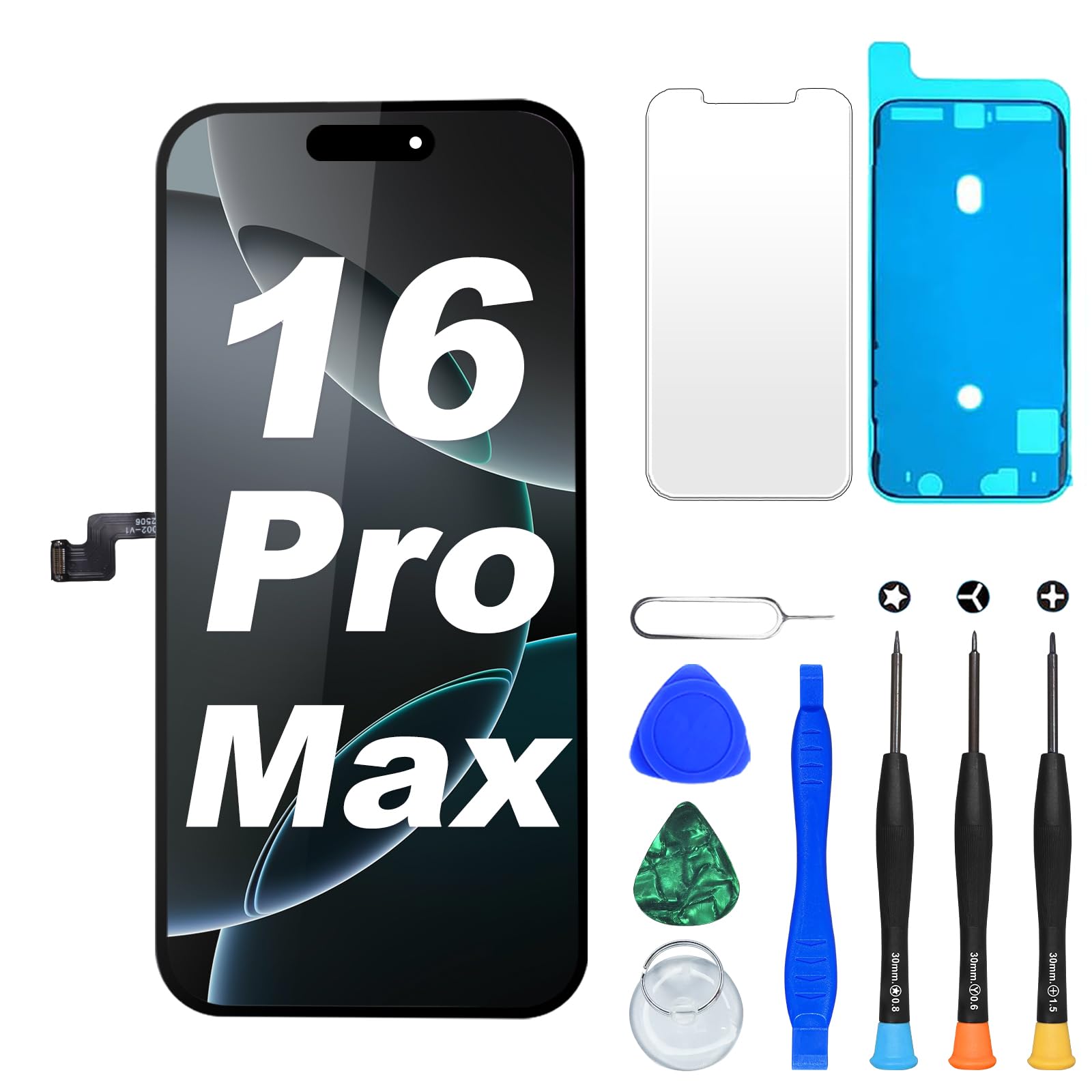 DlGl4U - Pantalla LCD para iPhone 16 Pro Max (6,9 pulgadas, Full HD, 3D, Touch True Tone Face ID para iPhone 16 Pro Max Display Digitizer, kits de reparación