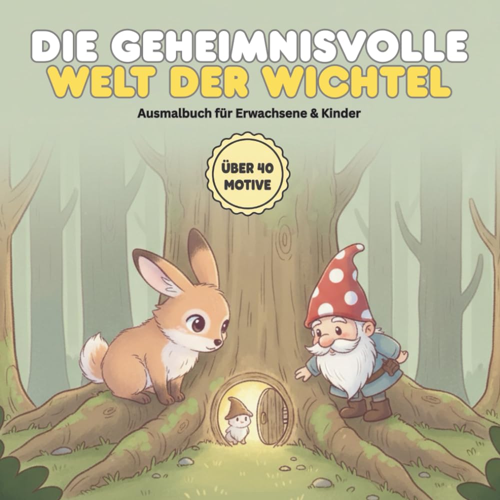 Die geheimnisvolle Welt der Wichtel: Das Premium Malbuch mit über 40 Motiven für Erwachsene & Kinder | Entspannung im verzauberten Forst