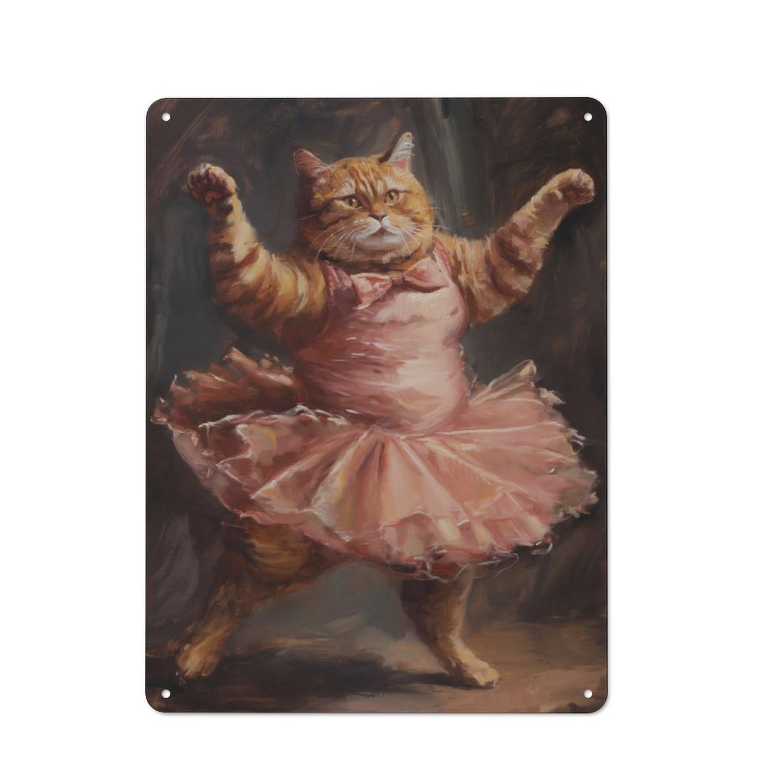 Junmoney Ballerina Orange Tabby Cat Vintage Tin Sign 40X30cm With For Guest Room Or Hallway, For Collectors Decorating Guest Rooms And Hallways