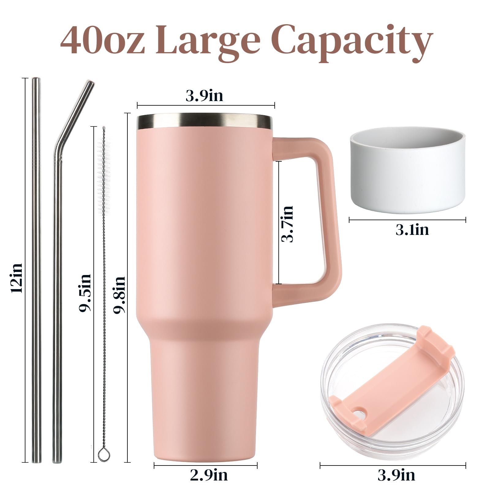 Shineful Tazza Termica Con Gatto 3D 1184 Ml – Bicchiere Isolato In Acciaio Inox Con Coperchio E Cannuccia – Ideale Per Auto (Portabicchiere) – Regalo Originale