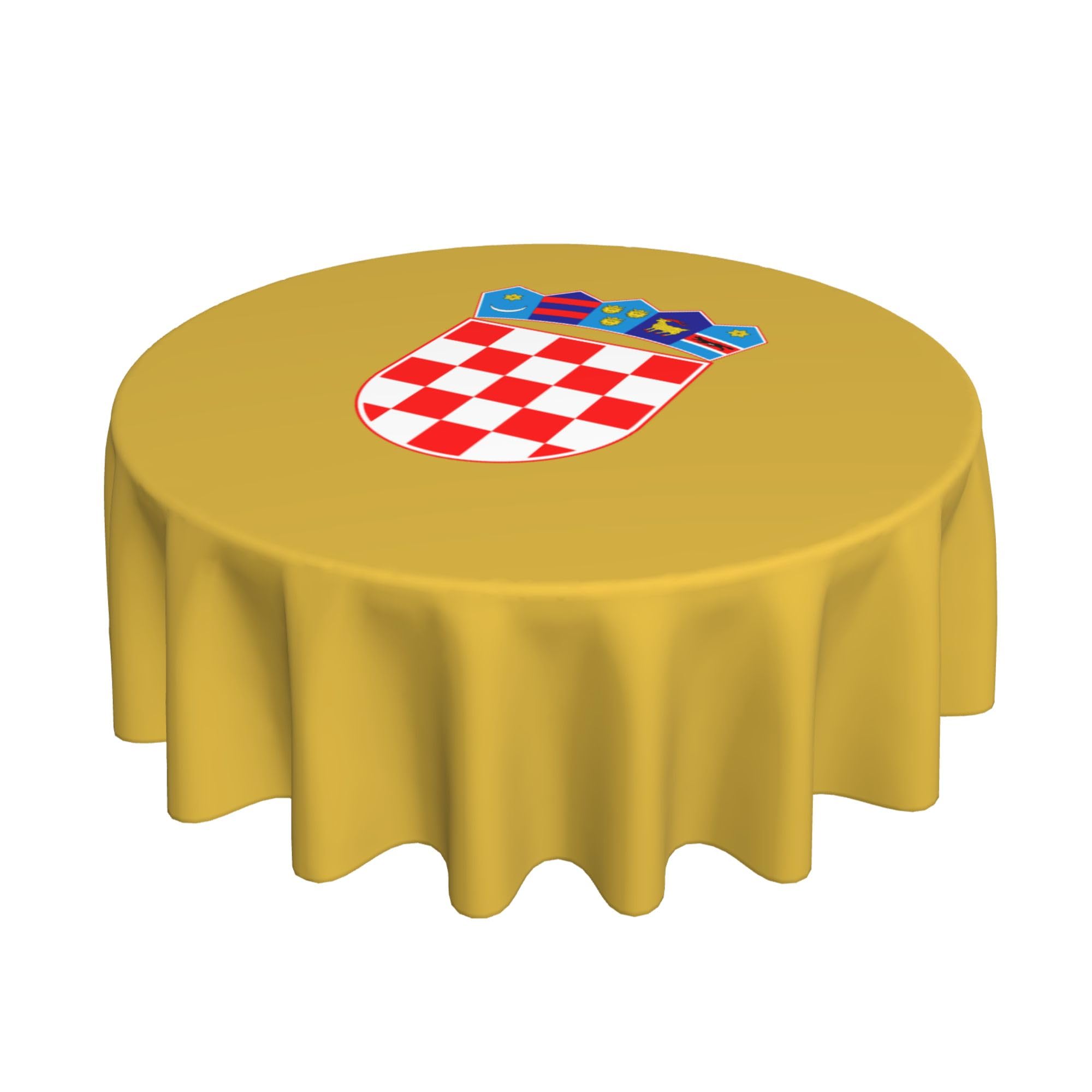 HLBSDM National Emblem of Croatian 60" Restaurant Circle Decor Tablecloth Festive Table Cover Round Art Desk Cloth