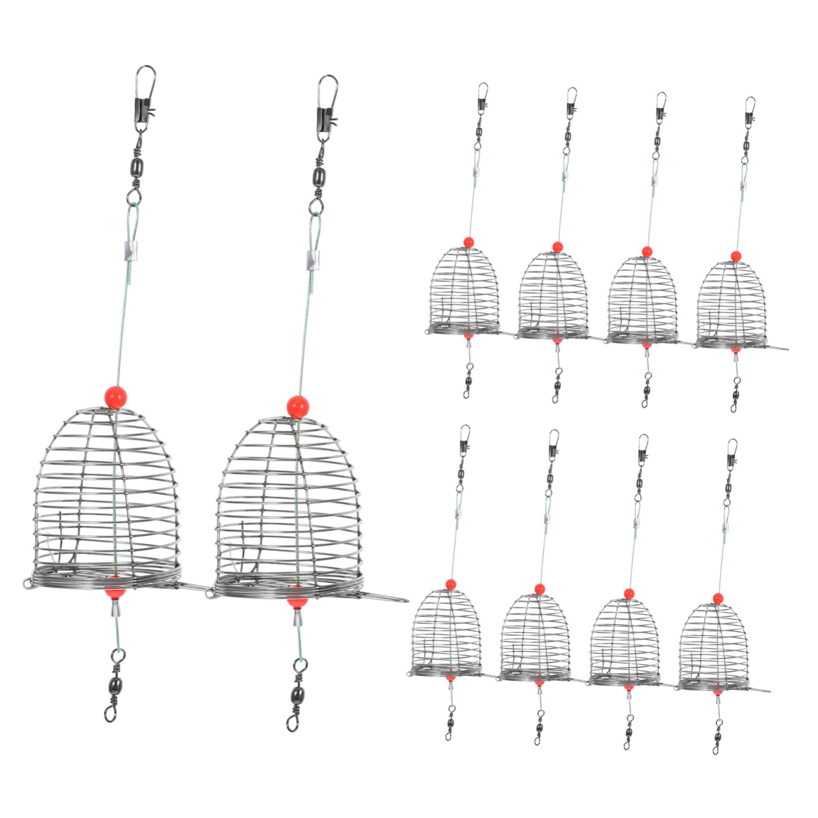 Generic 10 Pcs Metal Bait Cage Carp Fishing Cage Chum Bag Fishing Lures Basket Bait Feeder Hair Rigs for Carp Rocket Feeder Pellet Feeders Fishing Carp Stainless Steel Fishing Hook Spring