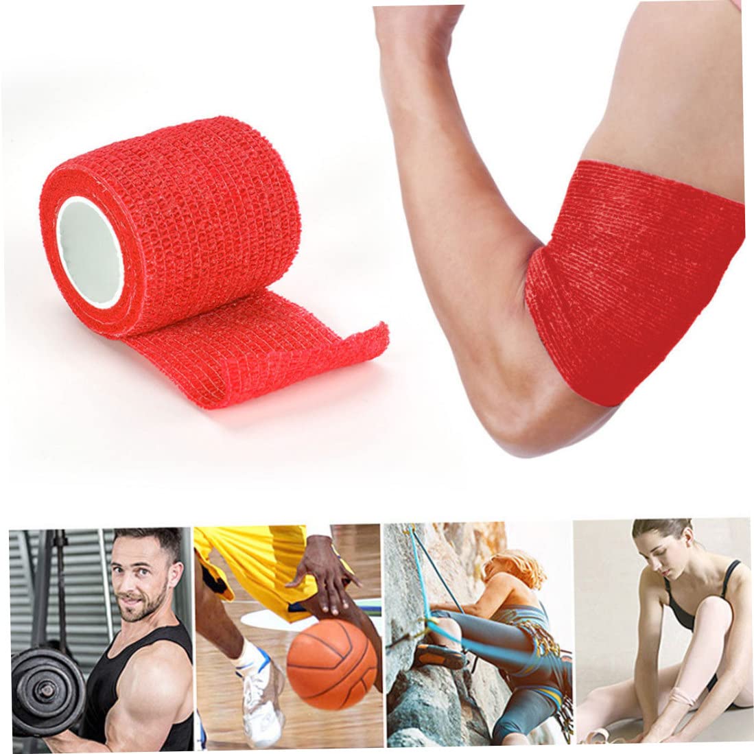 Taśma klejąca, taśma uszczelniająca, samoprzylepna taśma bandażowa elastyczna przylegająca rolka do owijania sportowa taśma weterynarza sprzęt pierwszej pomocy czerwony 180x5cm 24 szt. (Color : Rosso
