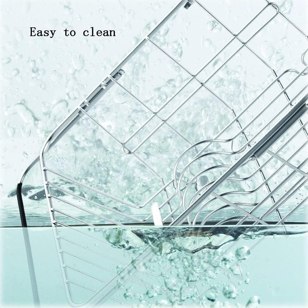 Drain Rack Dish Rack Stainless Steel Cleaning Vegetable Sink Draining Rack Cleaning Fruit Basket Kitchen Washing Vegetable Basket Telescopic Rack Dish Drying Rack Dish Racks for Kitchen Counter