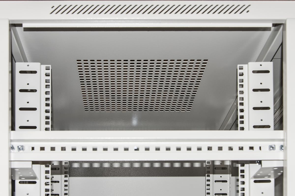 ARMADIO RACK 19" 42U (A)2055, (L)800, (P)800 COLORE GRIGIO PORTA VETRO DISASSEMBLATO CON GUIDACAVI LATERALE
