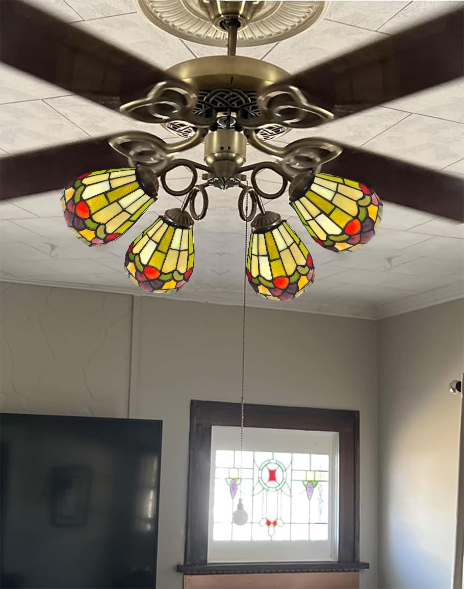 HUIMEIJU Tiffany Stained Glass Lampshade HMJ6035 - Fan, Wall, Pendant Replacement Shade - Art Glass, Tiffany Style