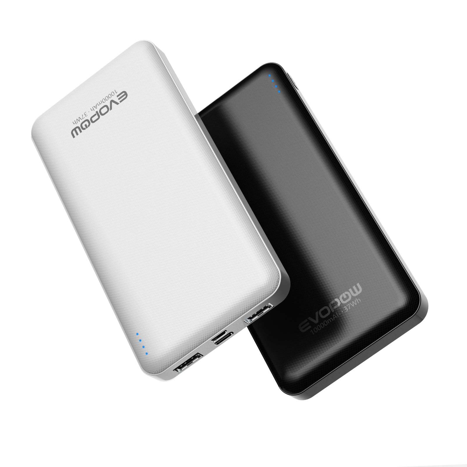 Evopow 2-Pack Portable Charger, Slimmer 10000mAh 15W Power Bank, USB C in&Out Fast Charging Battery Pack, External Portable Power Bank for iPhone 16 15 14 13 12 iPad Airpods Samsung S23 S22 Pixel etc