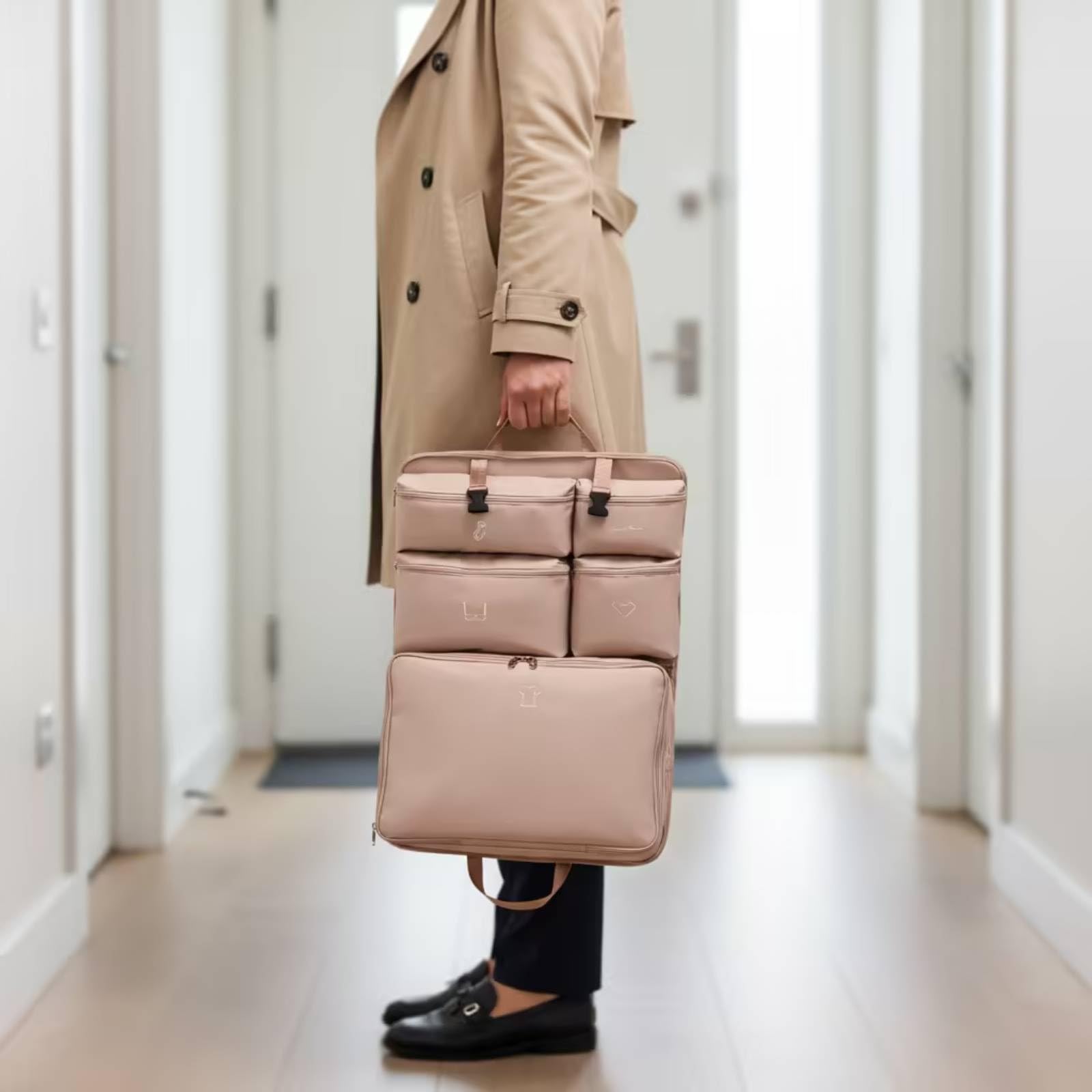 Qianly Borsa Organizer da Compatto Borsa Salvaspazio con Cerniera Pratico Organizzatore Valigia per Weekend, Nero