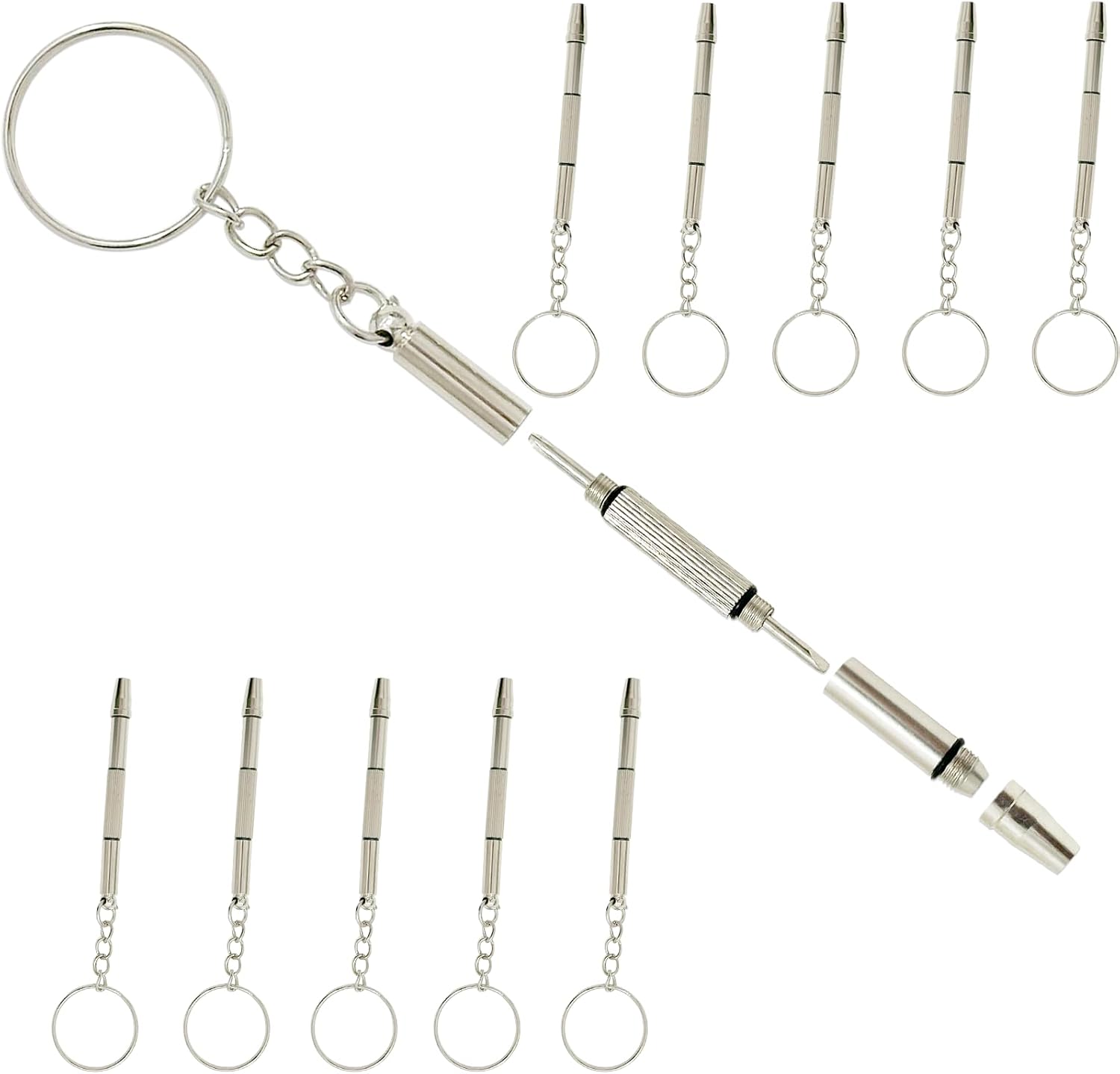 10 Pcs Mini Eyeglass Screwdriver Set 4 in1 Watches Mini Precision Stainless Steel Screwdriver Kit Eyeglass Repair Set with Keychain Durable Stainless Steel Alloy Watchmaker Tool
