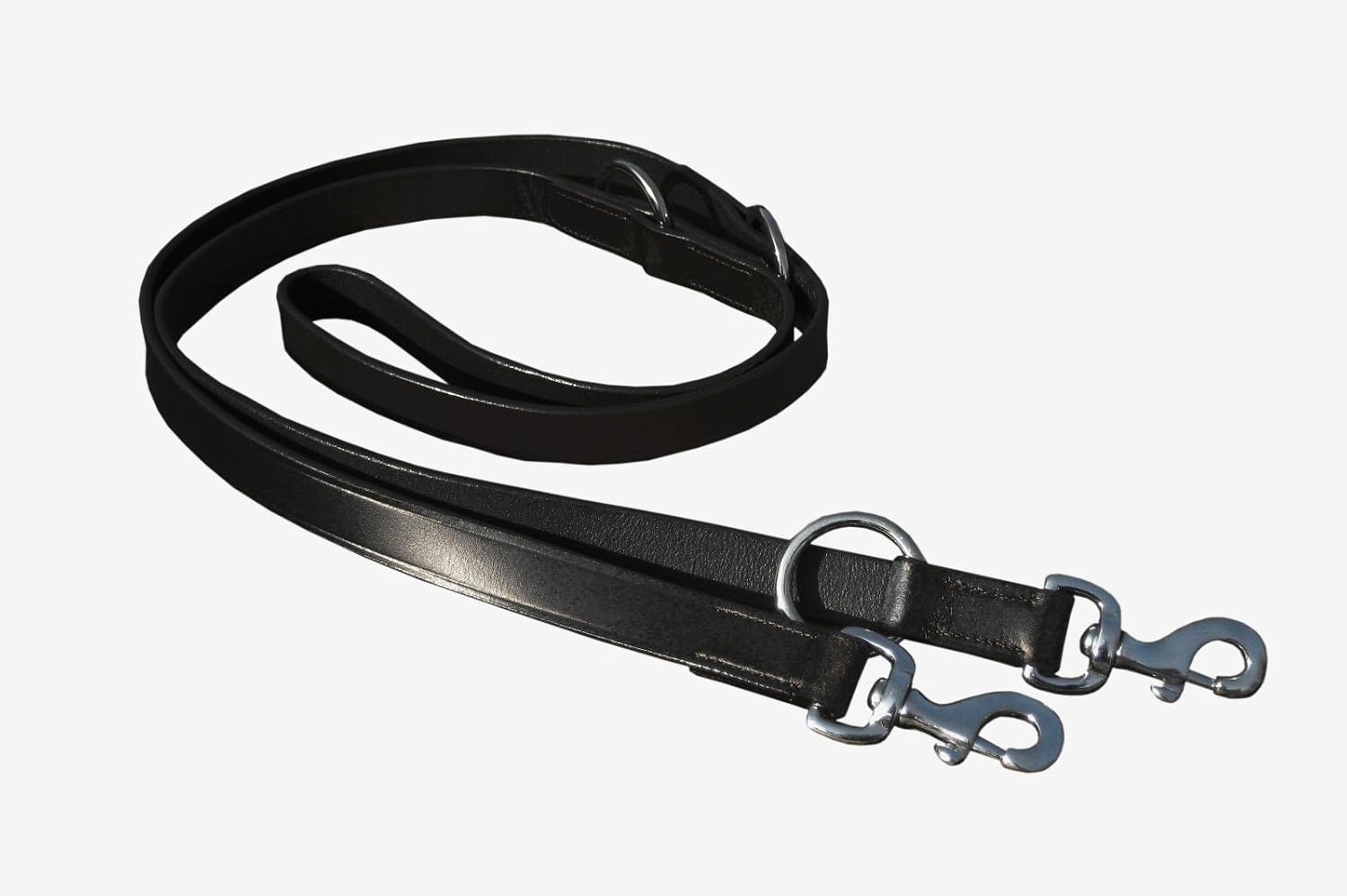 Pets2Care 1" WIDE LEATHER POLICE DOG TRAINING LEAD BRASS FITTING, BLACK