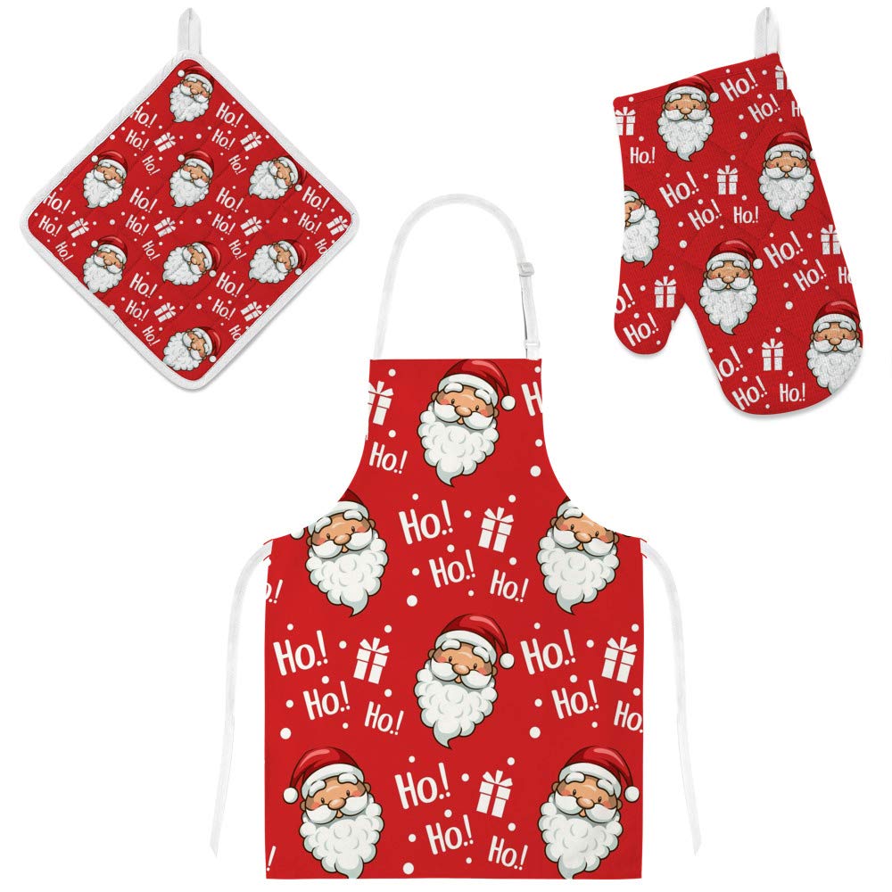 Tablier de cuisine 3 pièces maniques gants de four hiver oiseau anti tache