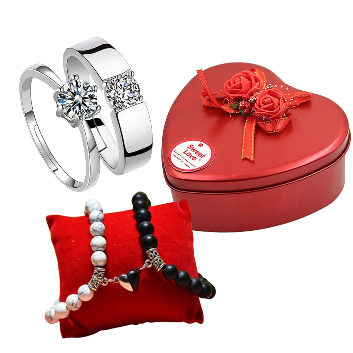Saugat Traders Love Gift for Girls, Boys - Couple Ring Set, Couple Magnet Bracelet and Love Gift Box - Gift for Couple (B0BSLRGG9F) Amazon Price History, Amazon Price Tracker