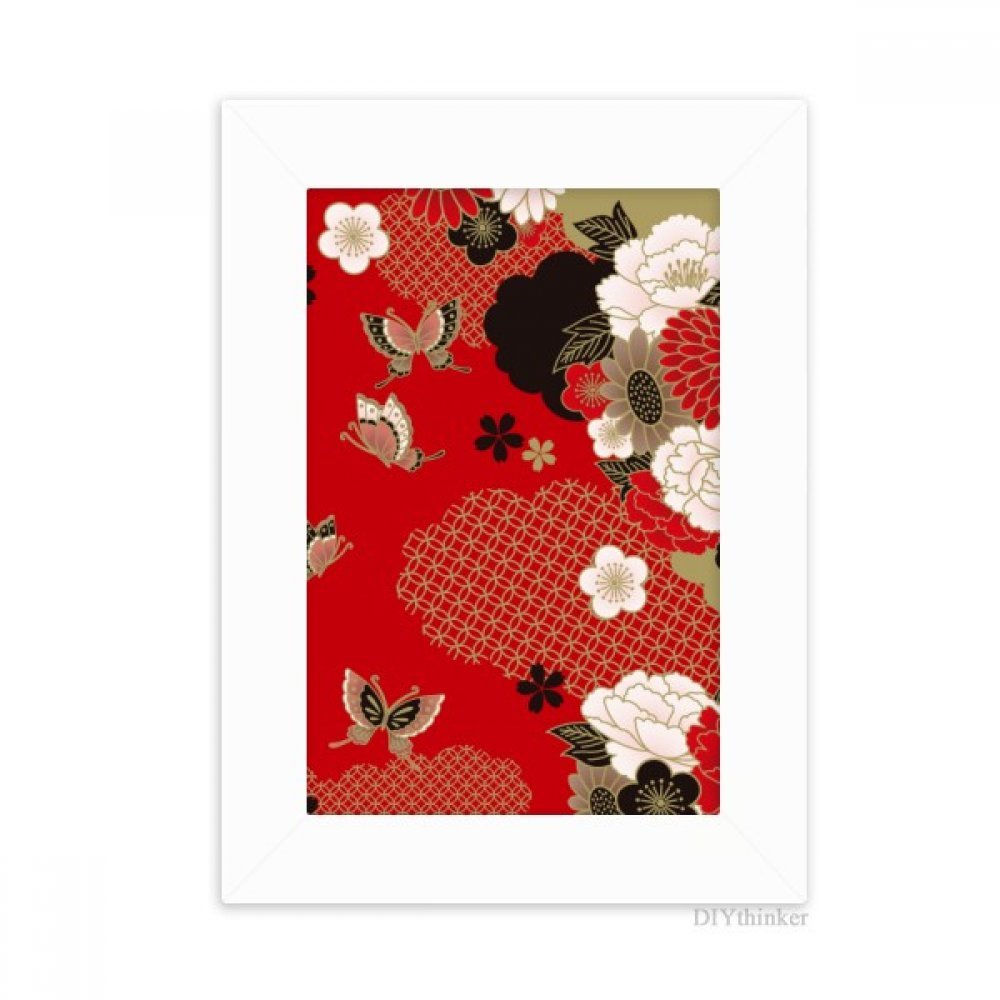 Cadre photo papillon fleur rouge sakura blanc pour illuminer votre table de chevet et salon