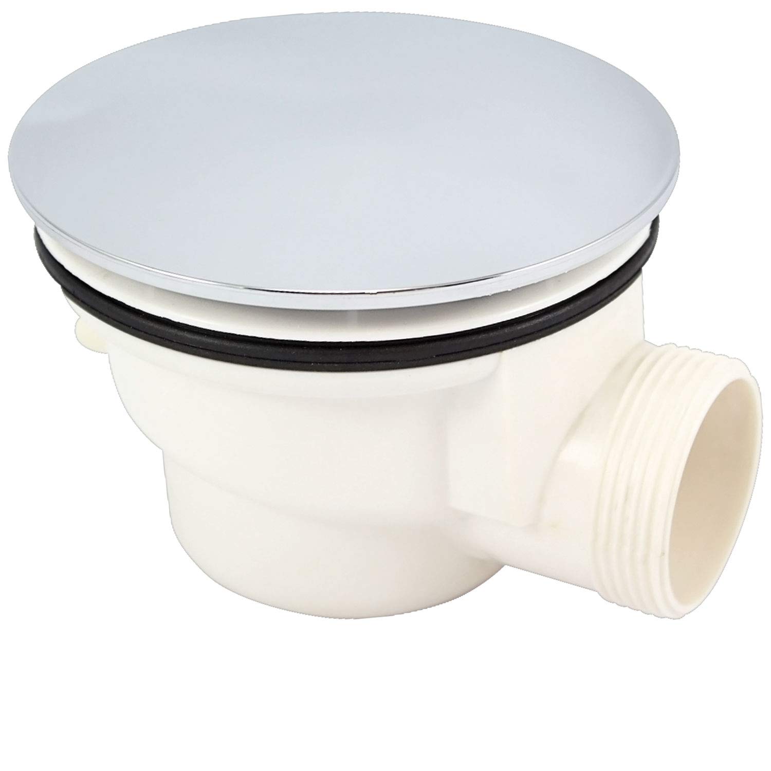Desagüe de ducha de plástico cromado con espiga adaptadora y tubo de vapor - 85 mm