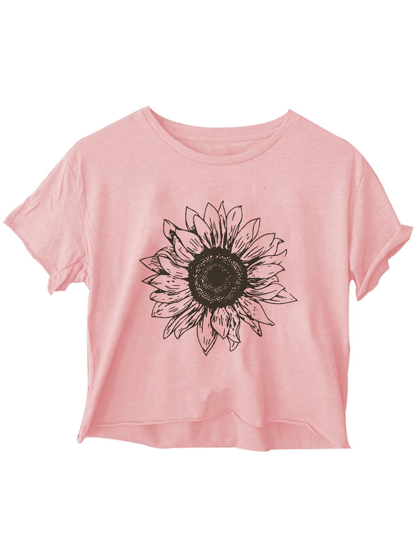 Women's Crop Top Sunflower Graphic Cropped T-Shirts Cute Crop Tops for Teen Girls