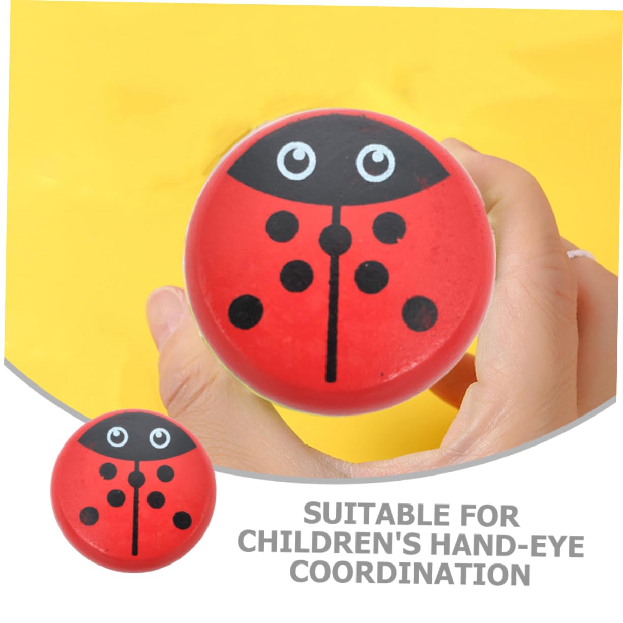 CORHAD Safe Wooden Yo-yo for Boy Girl Boys and Girls Wood String Ball Toy Ladybird Theme