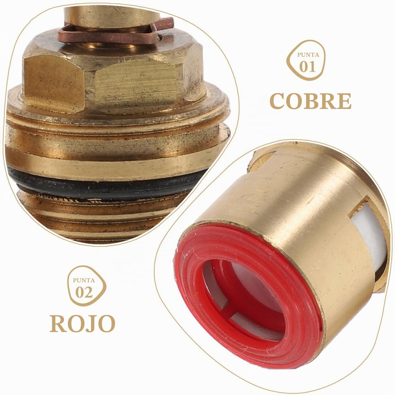 POPETPOP Reemplazo de La Válvula de Grifo Cartucho de Toque de Mezcladora Válvulas de Grifo de Reemplazo de Grifo de Latón Cerámico de Reemplazo de Cartucho de Grifo 2Pcs (Rojo)