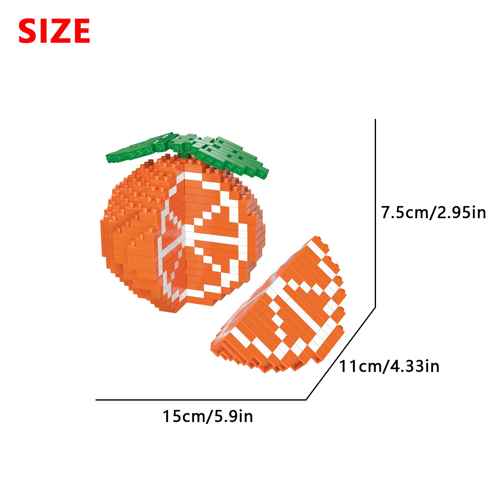NOOLY Kids Adult Fruit Micro Building Blocks Set for Home and Office Decoration KLJM-10 (Orange,647PCS), Small - Image 3
