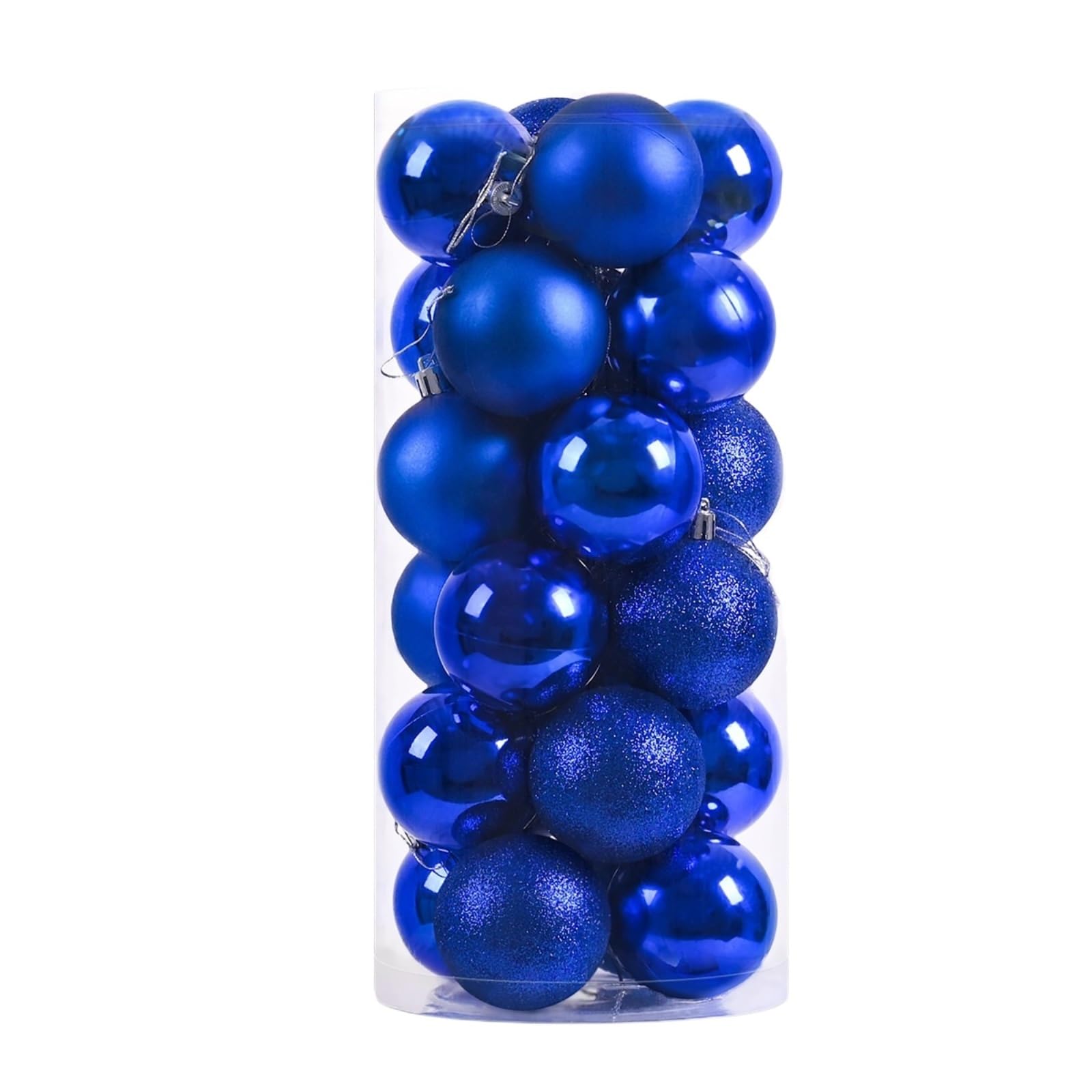 Weihnachtskugeln Christbaumschmuck Aus Kunststoff, 8 cm Durchmesser, Mit 24 Kugeln Weihnachtsdeko,Christbaumkugel(Blue)