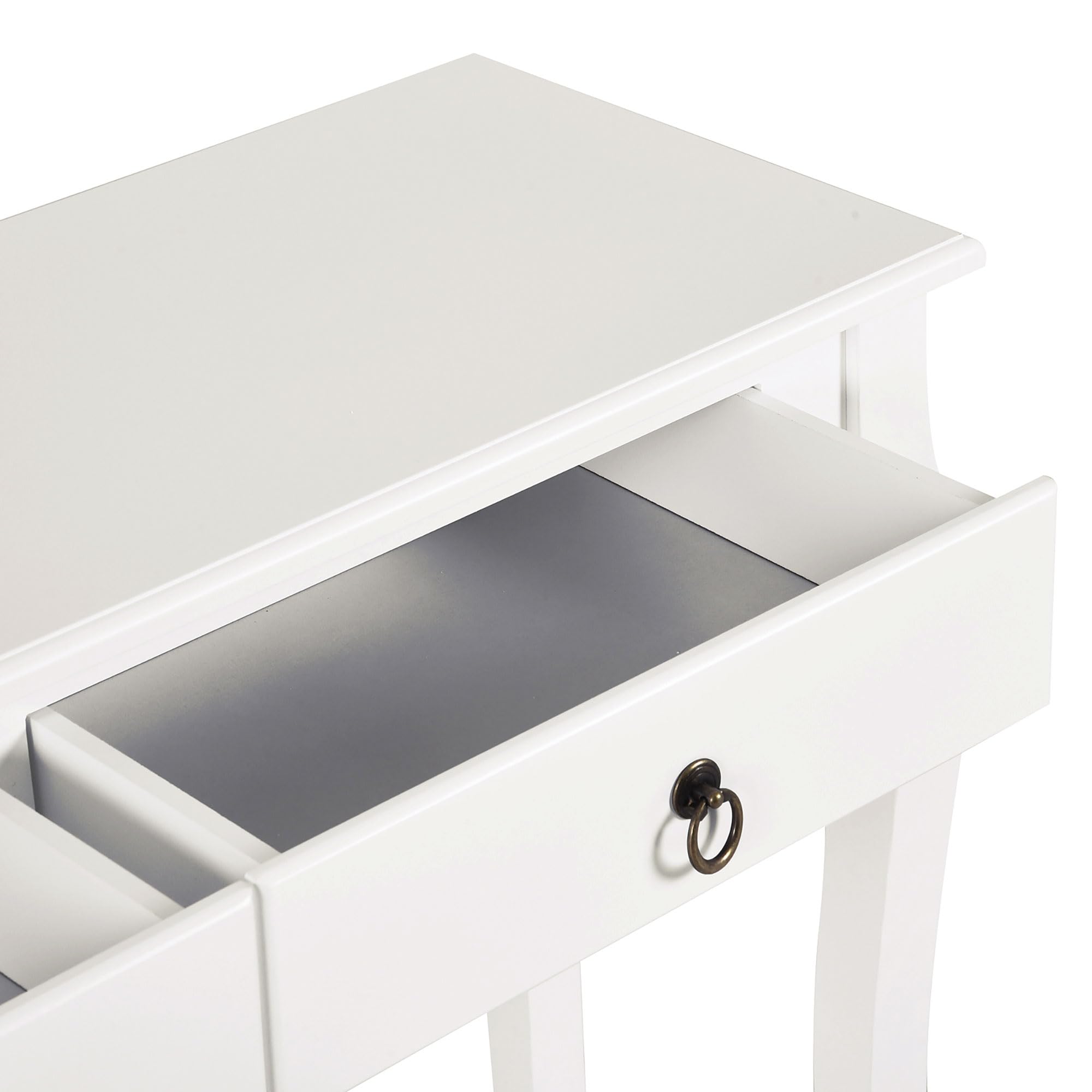 HOMCOM Mesa Consola Aparador con Cajones Madera 100x33x75cm Blanco Brillo | Salón Comedor, Mueble Recibidor, Mesa Auxiliar, con Estante, Diseño Elegante